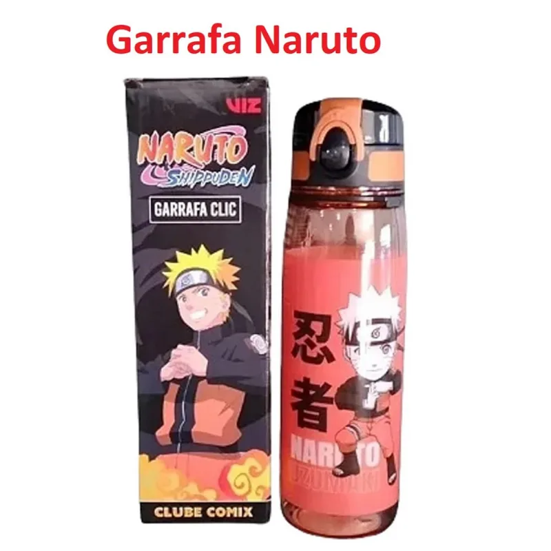 Garrafa Naruto Shippuden 500ml Licenciada Clube Comix Garrafinha Grande Meio Litro Escolar Adulto e Infantil