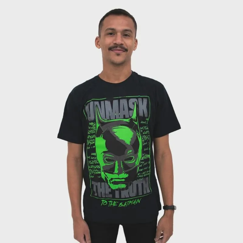Camiseta Batman Unmask Preta Unissex Adulto 100% Algodão Oficial dc