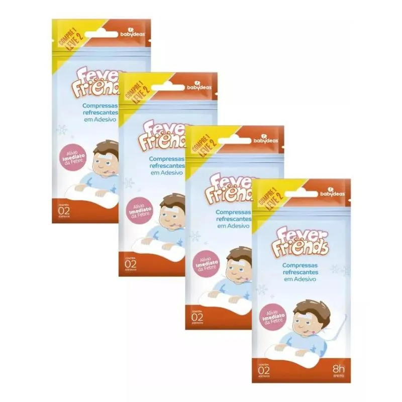 Kit Febre 4 Compressas Infantil Refrescante Babydeas