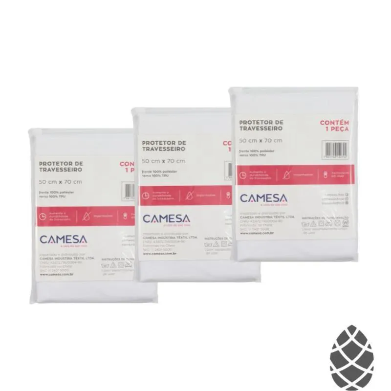 Kit 3 Capas Protetoras De Travesseiro Impermeável Camesa