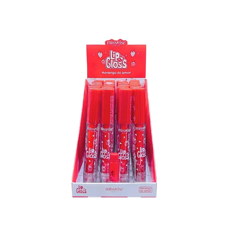Lip Gloss Morango do Amor C/24 Unid - Miss Rose (MR149A)
