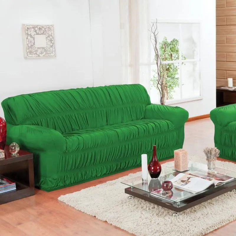 Capa De Sofá 3 Lugares Elásticada Verde Bandeira