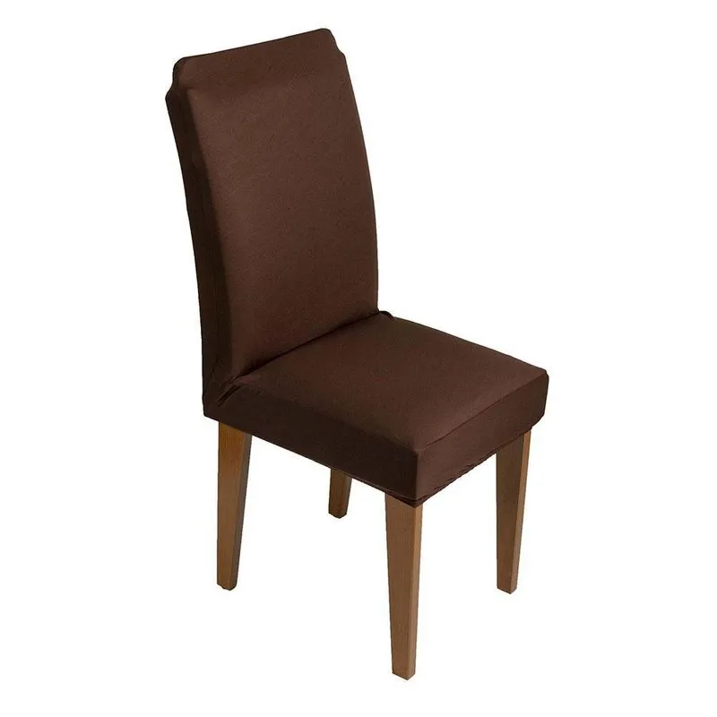 Kit 6 Capas Para Cadeira Jantar Malha Com Elástico Marrom