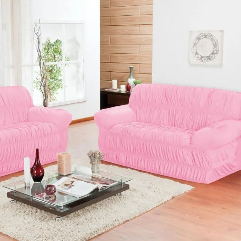 Capa De Sofá 2 Lugares Elásticada Rosa Guilherme Confecções