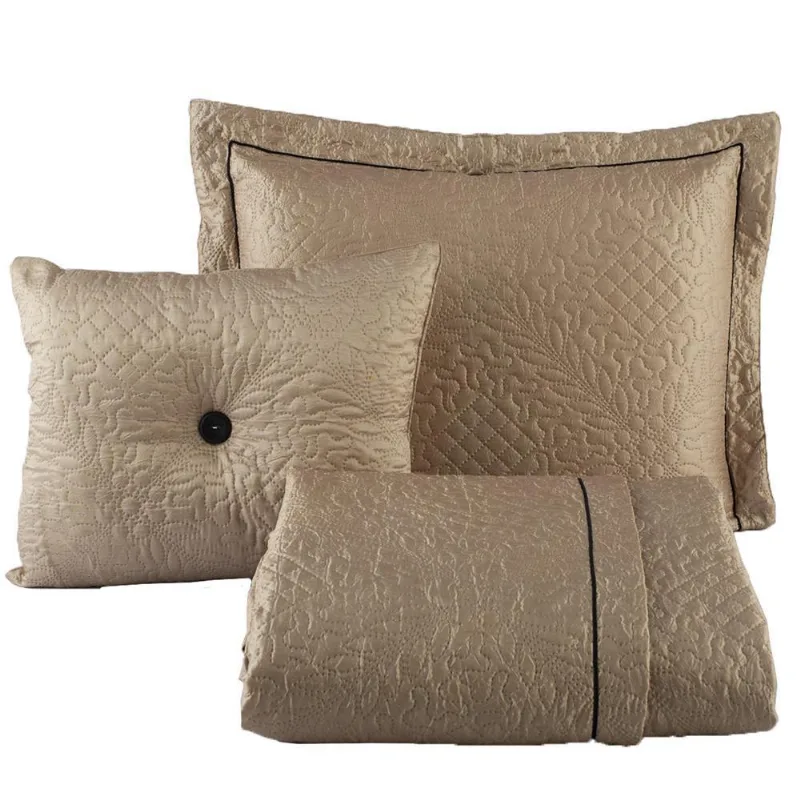 Kit Cobre Leito Forrado Queen 7 Peças Alana Dourado