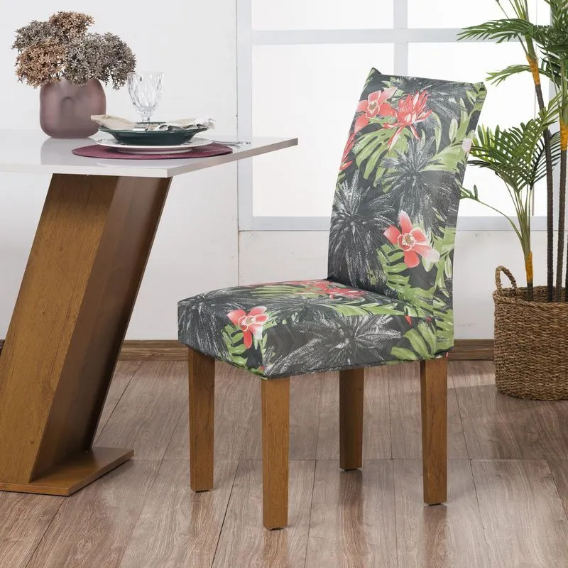 Kit 6 Capas Para Cadeira Jantar Malha Com Elástico Estampada