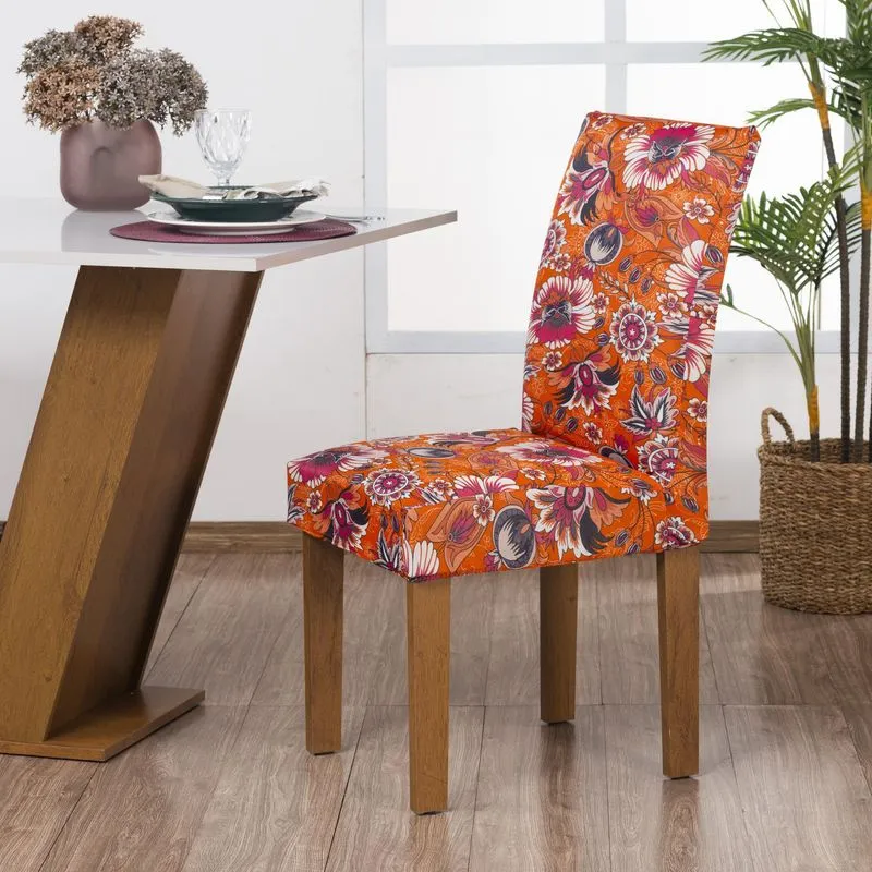 Kit 6 Capas Para Cadeira Jantar Malha Com Elástico Estampada