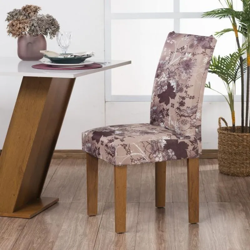 Capa De Cadeira Guilherme Confecções Kit 6 Peças Flor Maple