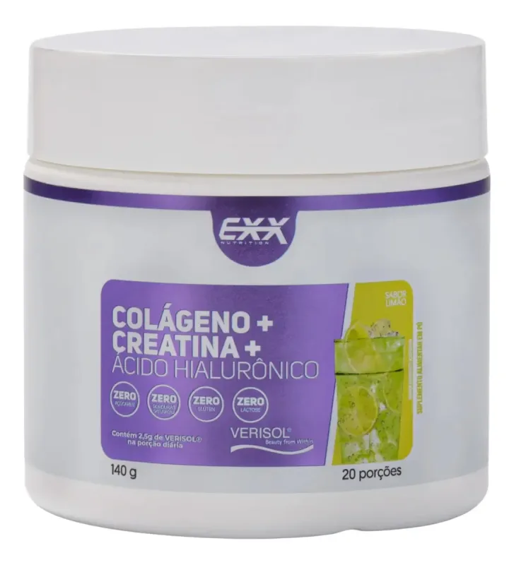 Creatina Colágeno Verisol Ácido Hialurônico Limão 140g 3 Em1