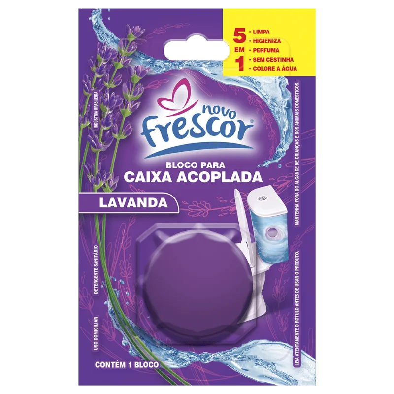 Bloco Tablete Sanitário Lavanda Lilás Para Caixa Acoplada Novo Frescor 45g Com Odor Agradável Descarga Flores Do Campo