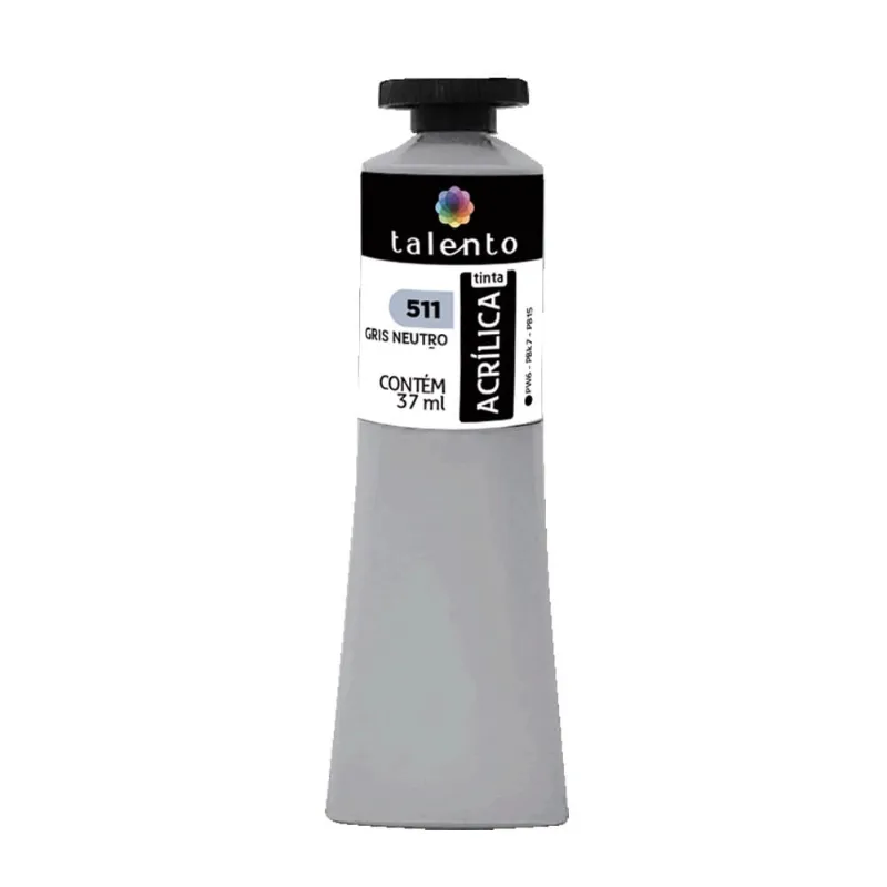 Tinta Acrílica para Tela Talento 37ml 511 Gris Neutro