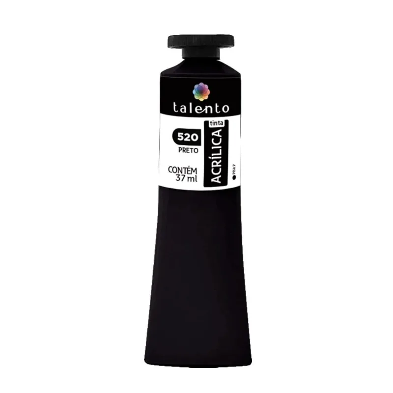 Tinta Acrílica para Tela Talento 37ml 520 Preta