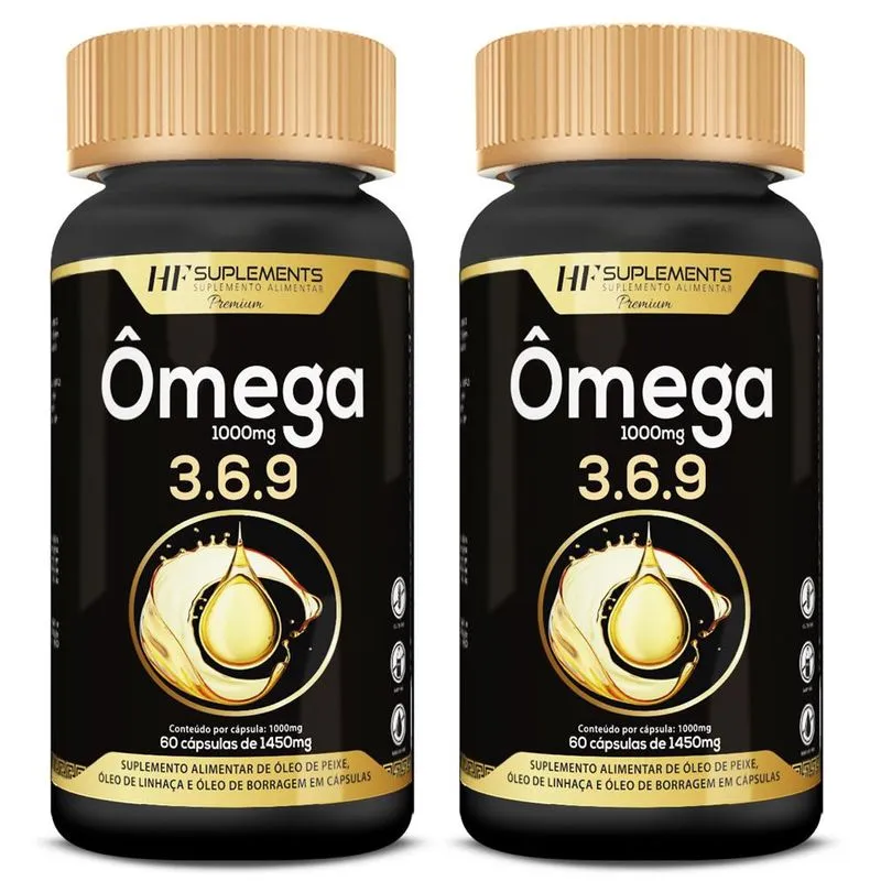 2x omega 3 6 9 60CAPS peixe linhaça borragem hf suplements