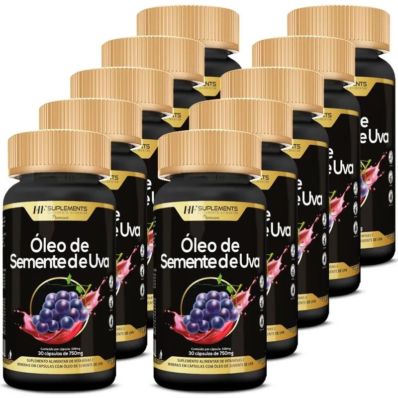 10x Óleo De Semente De Uva 30caps Premium Hf Suplements