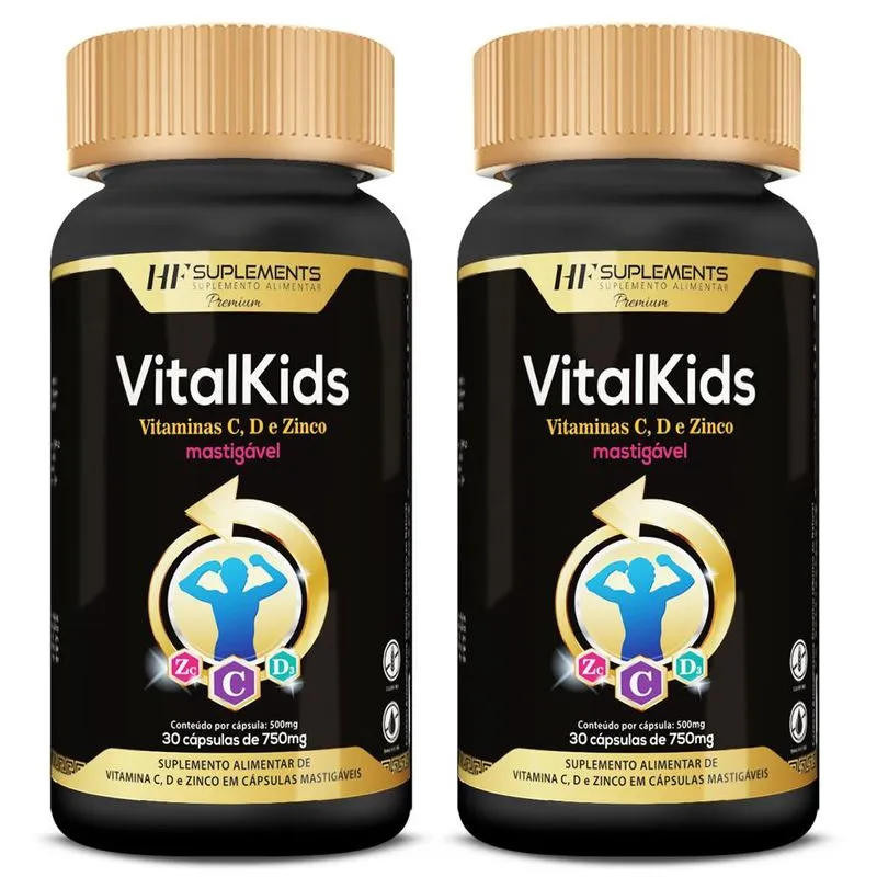 2X vitalkids vitamina C D zinco infantil 30CAPS mastigavel