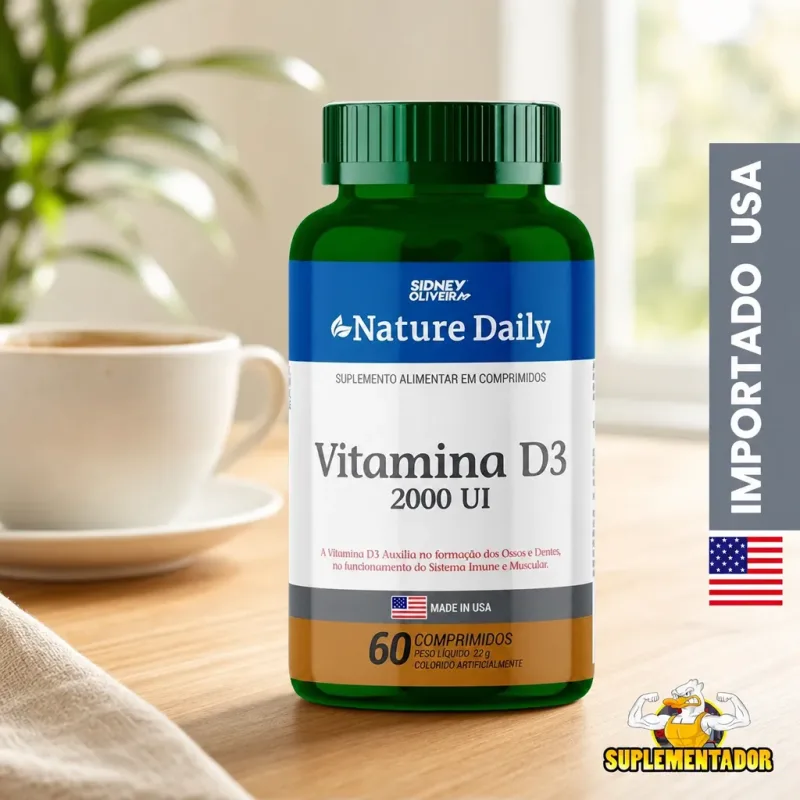 Vitamina D3 2000 UI (50 mcg), 60 comprimidos de 0,4 g: suplemento USA Premium Labs importado, 333% do valor diário por comprimido, sem glúten