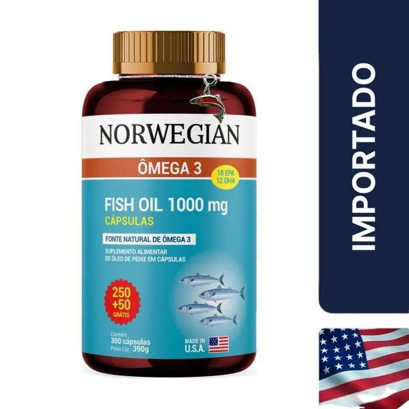 Ômega 3 1000mg Norwegian Madein Usa 300 Caps Sidney Oliveira