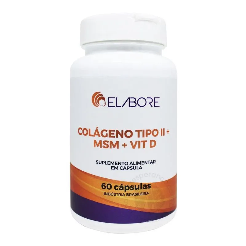 Colágeno tipo 2 + msm + vitamina D elabore com 60 cápsulas