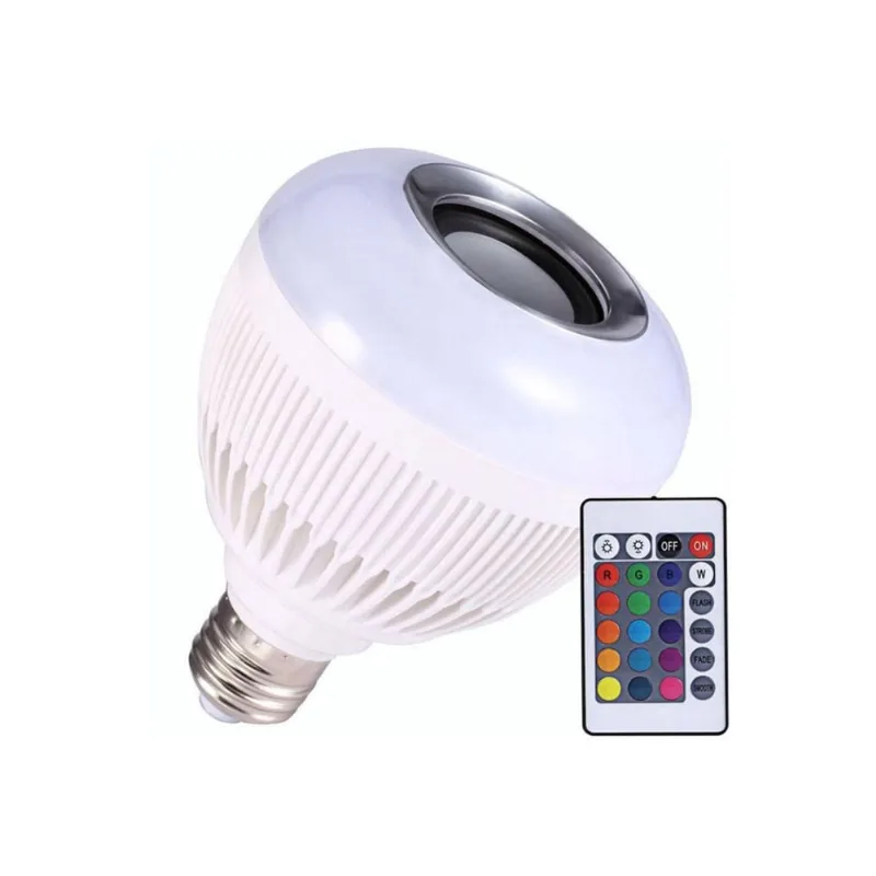 Lâmpada Bluetooth Colorida Led Rgb Música 12W Controle