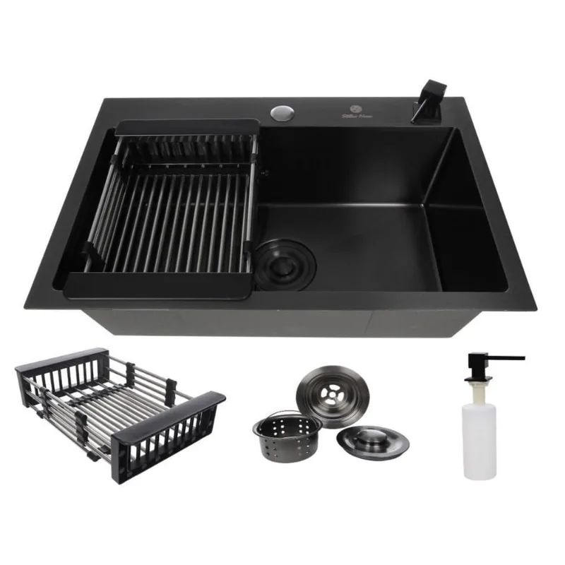 Cuba Gourmet Quadrada Aço Inox 304 Preto Acessórios 60X40