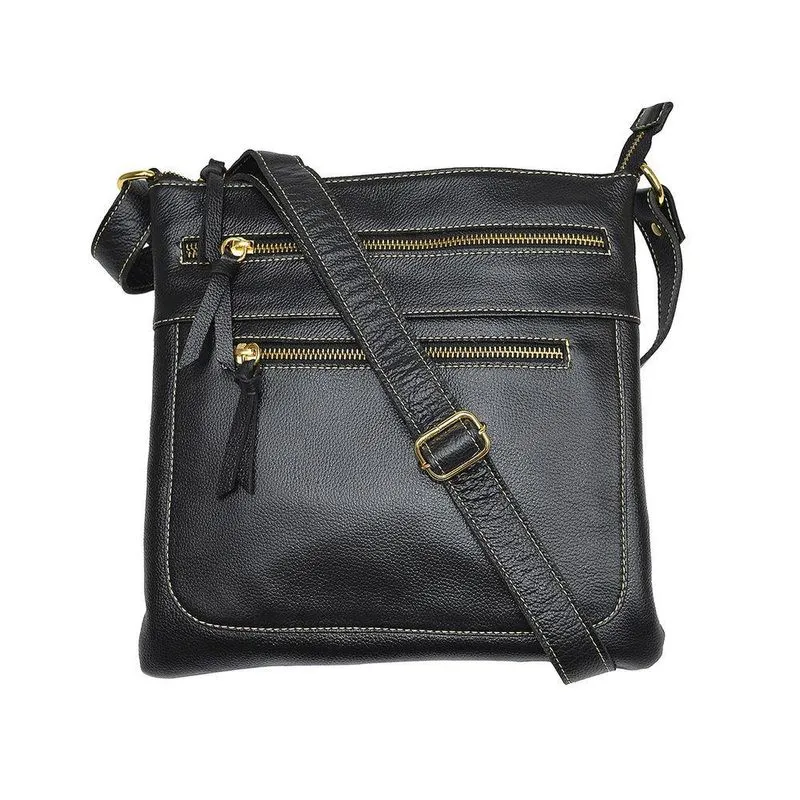 Bolsa Feminina Couro Transversal Média Alça Comprida Ajuste Tamanho preta preta