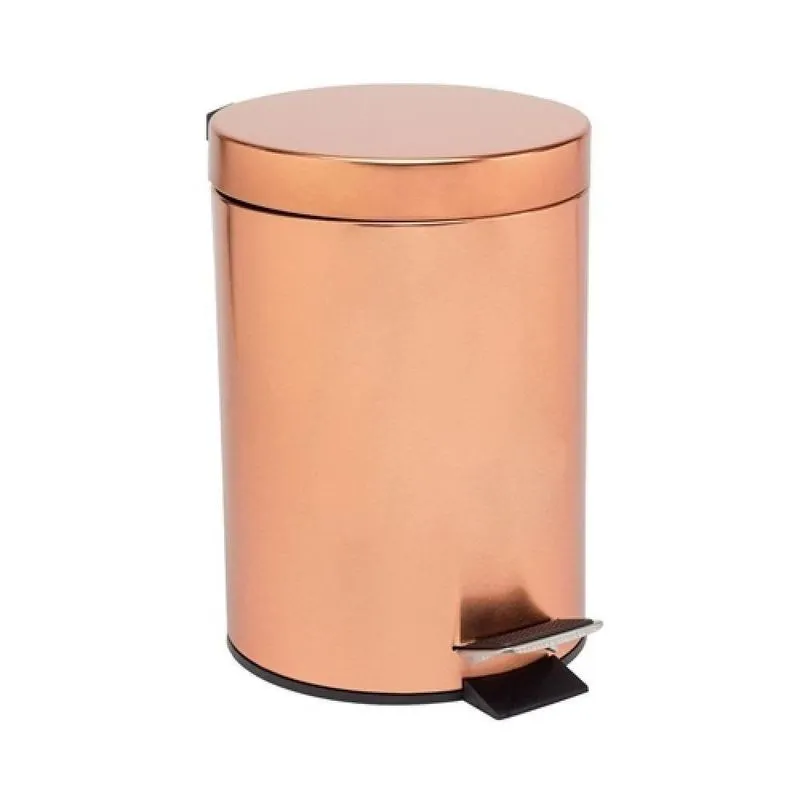 Lixeira Rose Gold Cesto Lixo 3L Banheiro Cozinha Inox 3L