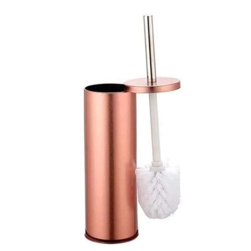 Escova Sanitaria Rose Gold Inox Suporte Vassourinha Cobre