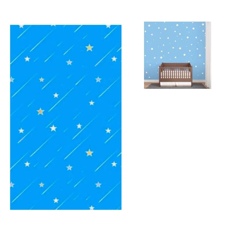 Papel de parede decoraçao infantil rolo 5 metros 3D azul estrelas quarto bebe criança escritorio