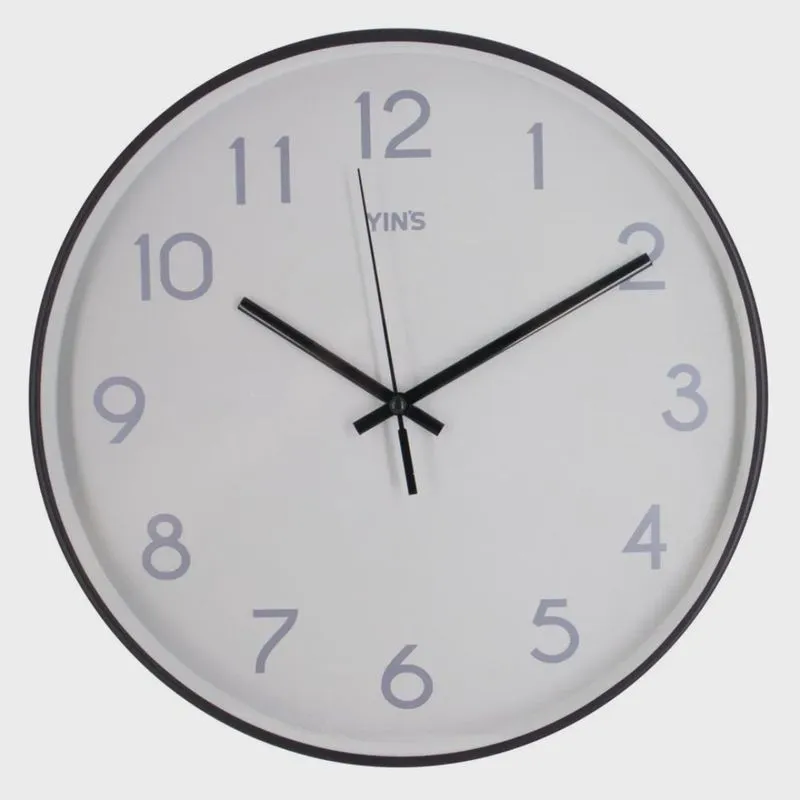 Relógio de Parede Redondo Preto e Branco 29cm CT3668 - tt Brasil