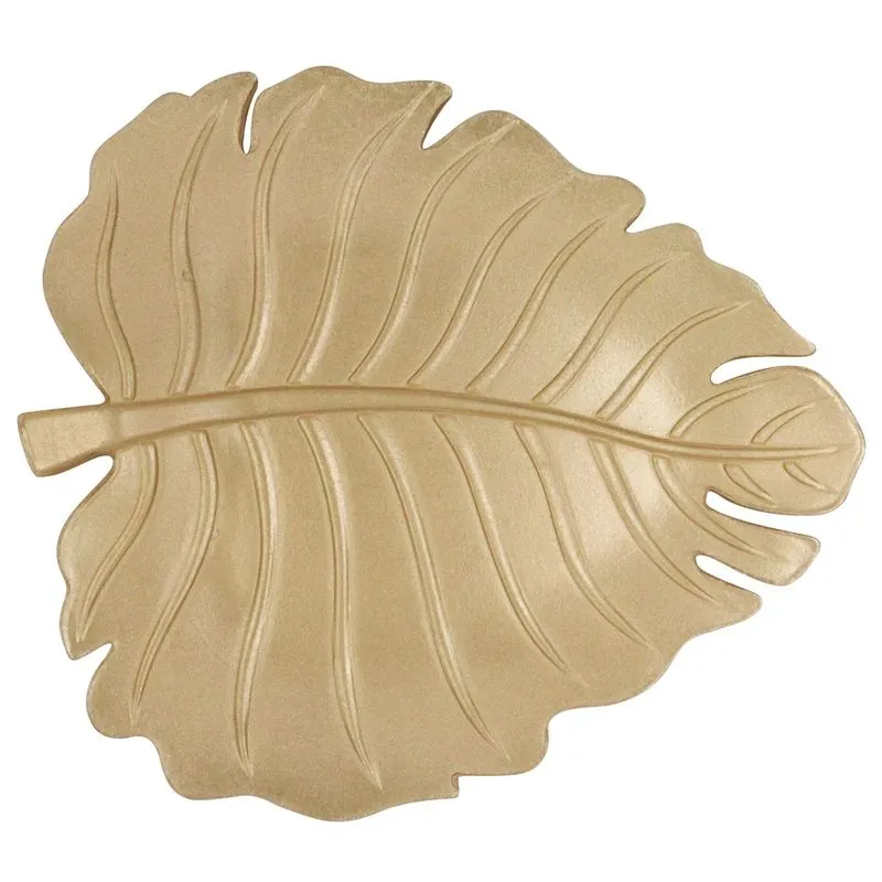 Centro De Mesa Folha 30,5x2x25cm Dourado Ct3914 - Yin´S Home