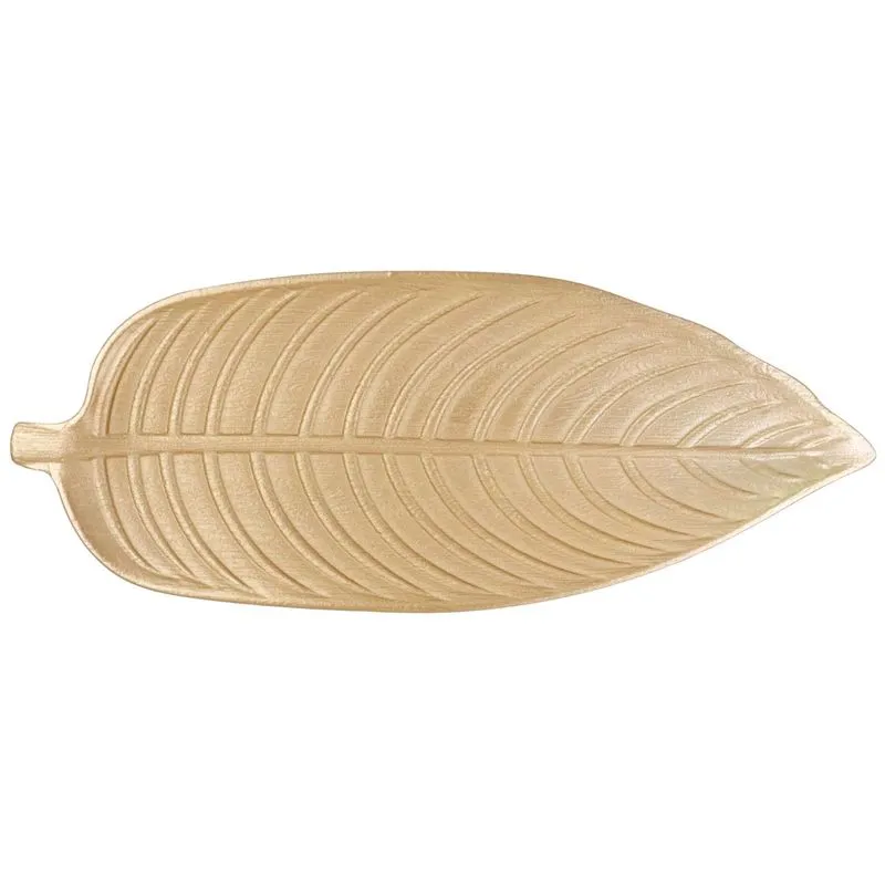 Centro De Mesa Folha 45x3x17cm Dourado Ct3917 - Yin´S Home