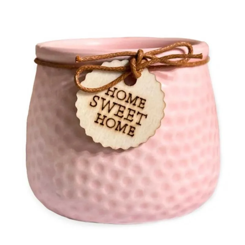 Vaso Home Sweet Decorativo 8x7cm em Cerâmica Chinatown-Rosa
