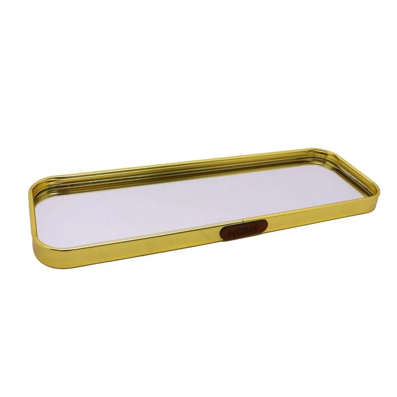 Bandeja Decorativa Retangular Espelhada 30x10cm - Dourada Ct3902 -Yin´S Home