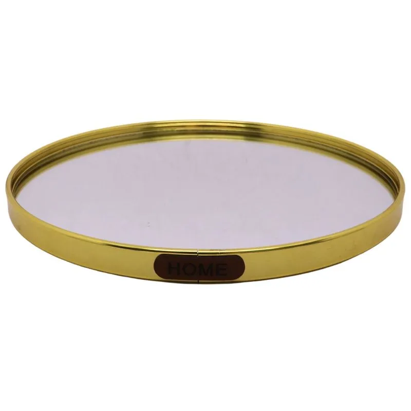 Bandeja Decorativa Redonda Espelhada 25cm - Dourada Ct3907 - Tt Brasil
