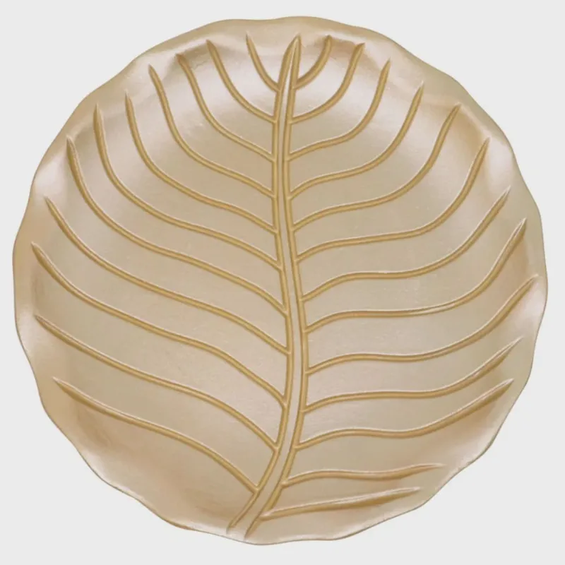Centro de Mesa Folha 28x3,8cm em mdf Dourado CT4092 - tt Brasil