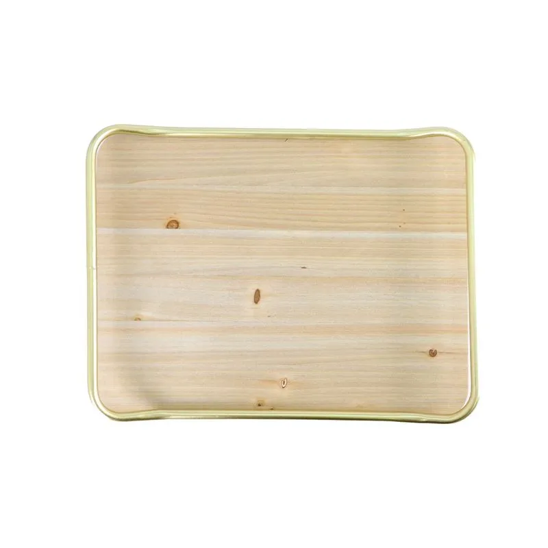 Bandeja Decorativa Retangular Borda Dourada 39x30cm Ct4499 - Tt Brasil