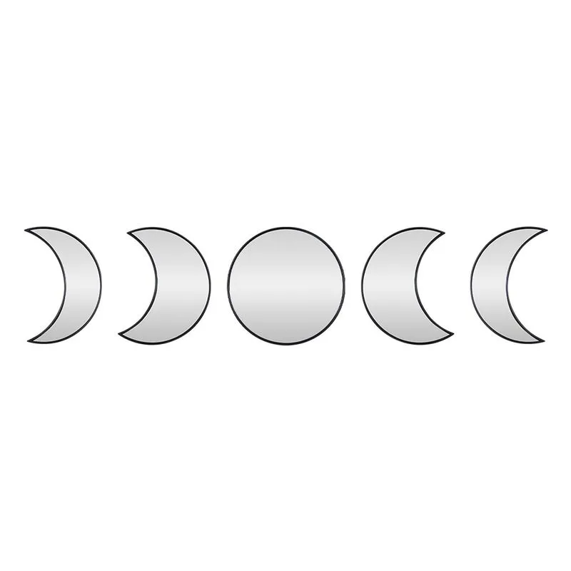 Kit Espelho Decorativo Lua E Meia Lua Com Moldura 5pcs 16,5cm E 20,1cm Sortido Ct5065 - Yin´S Home