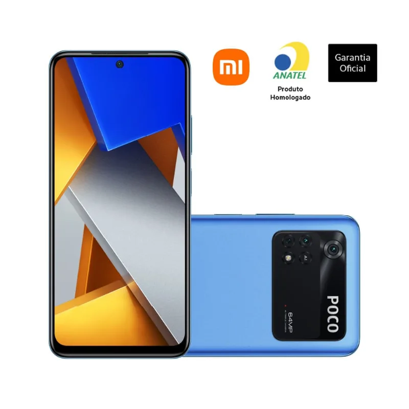 Smartphone POCO M4 128GB 6GB RAM Câmera Tripla + Selfie 16MP Tela 6.43" - Azul - Xiaomi