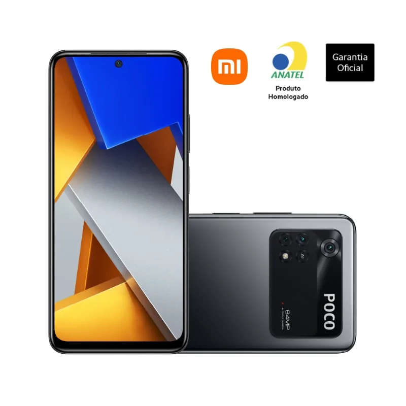 Smartphone POCO M4 128GB 6GB RAM Câmera Tripla + Selfie 16MP Tela 6.43" - Preto - Xiaomi