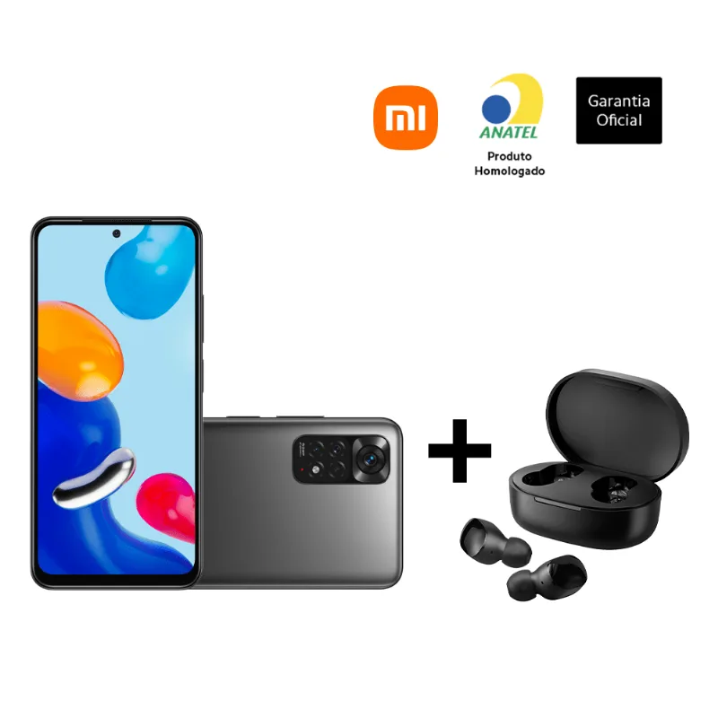 Smartphone Xiaomi Redmi Note 11 6,43'' 4GB+128GB Cinza + Fone Bluetooth Xiaomi Earbuds Basic 2 - Xiaomi