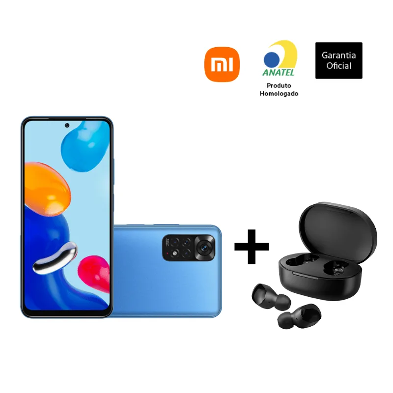 Smartphone Xiaomi Redmi Note 11 6,43'' 4GB+128GB Azul Escuro + Fone Bluetooth Xiaomi Earbuds Basic 2 - Xiaomi