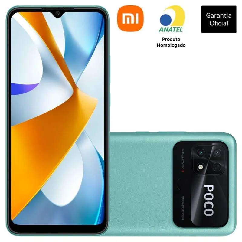Smartphone Xiaomi Poco C40 64GB Preto Tela 6.71'' Câmera Traseira 13MP 4GB Ram Verde