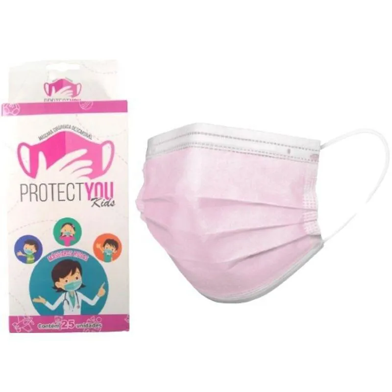 Mascara Infantil Rosa 25 Unidades Protect You