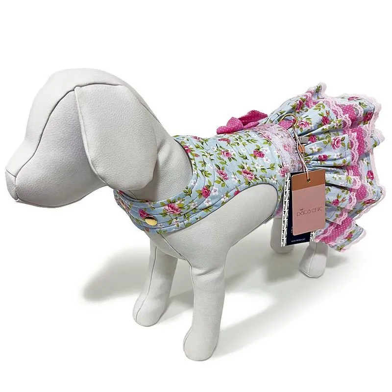 Roupinha Cães Vestido Baby Verão Floral Romantic Rosa - M