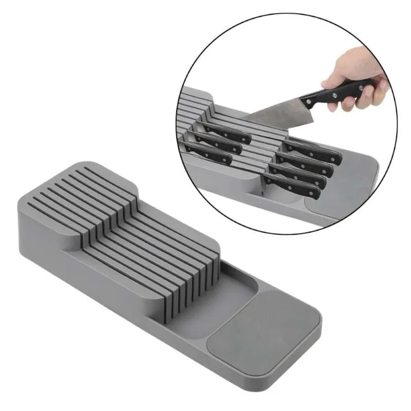 Organizador de Facas para Gaveta 39,6 x 13,7 x 7,5cm Cinza