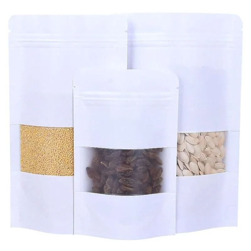 Embalagem Saco Zip Lock Branco Visor Stand Up 12x20x4cm 50U
