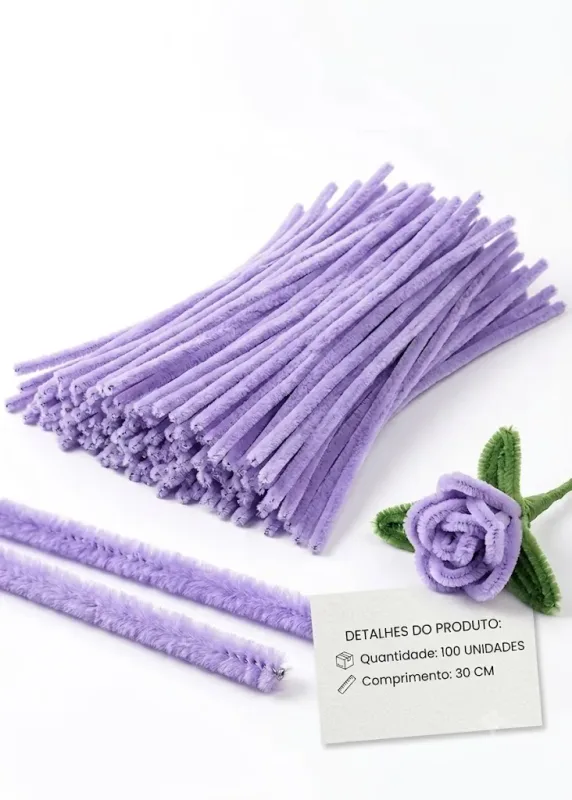 Limpador De Cachimbo, Hastes De Chenille - Kit C/ 100 Un. Lilás