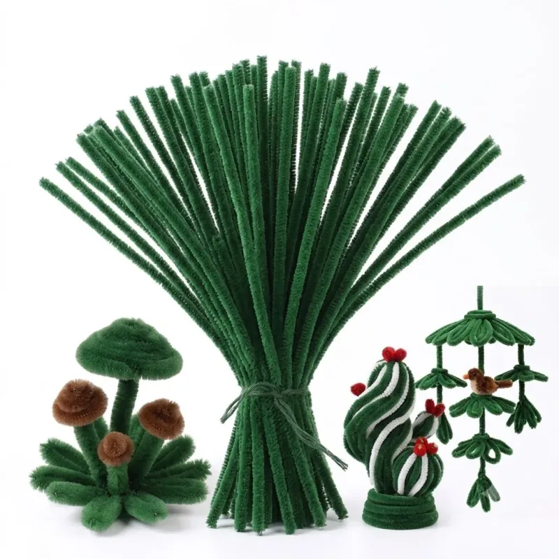 Limpador De Cachimbo, Hastes De Chenille - Kit C/ 100 Un. Verde-escuro