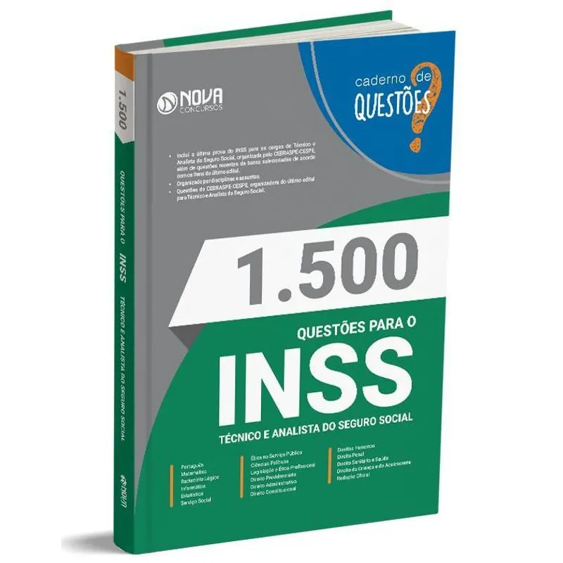 Caderno 1.500 Questões Gabaritadas Inss - Técnico E Analista