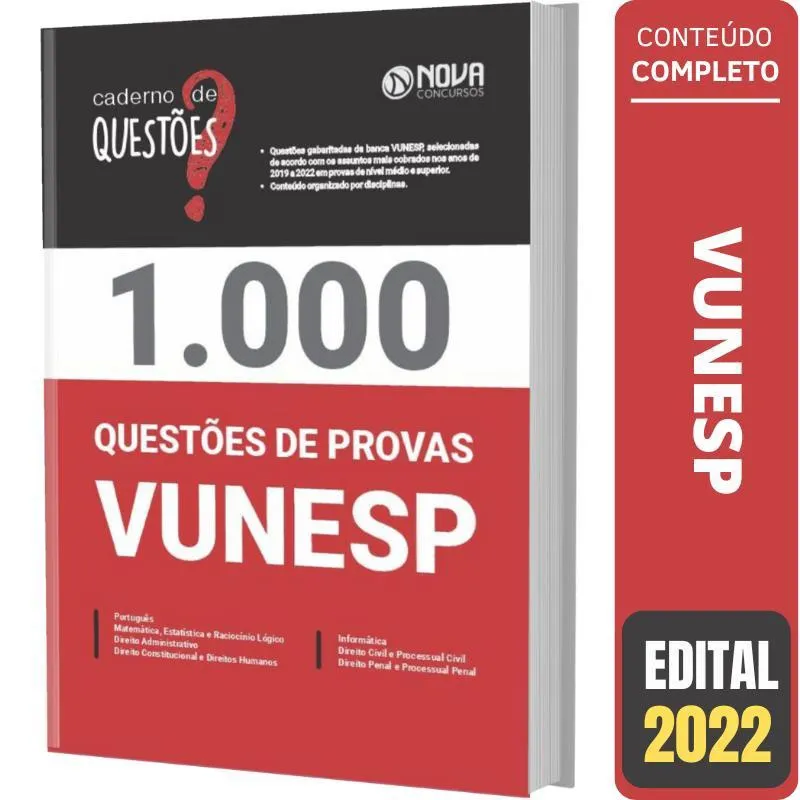 Livro De Questões Gabaritadas Da Vunesp - Questões De Provas